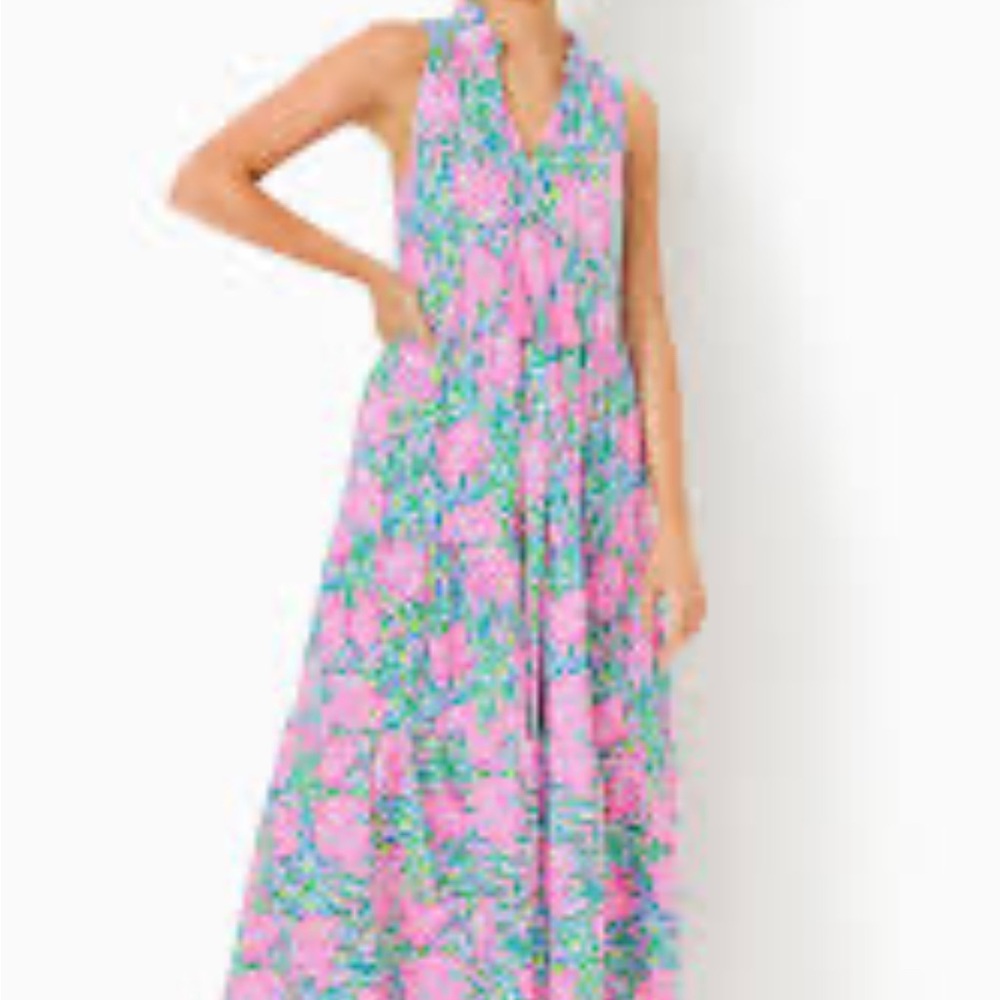 Lilly Pulitzer Malone Floral Sleeveless Maxi - Pink and Green XS limited Ed.